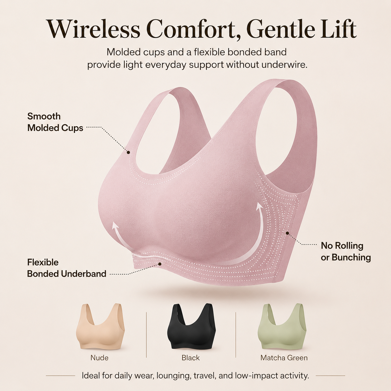 ✨ Invisible Second-Skin Bralette | Seamless, Wireless & Breathable