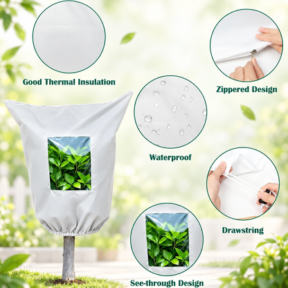 🌱Plant cover with zipper, drawstring, and transparent panel - suitable for trees, plants, and shrubs