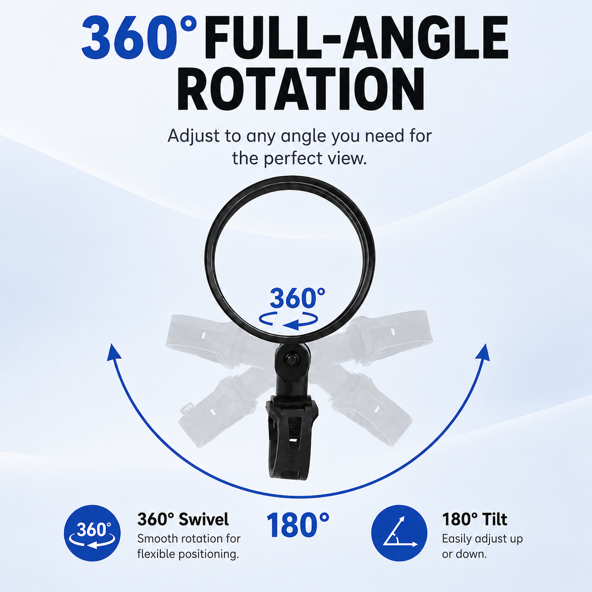 👁️Two-pack of multi-angle convex bicycle rearview mirrors - suitable for bicycle handlebars with a diameter of 1.5-3 cm
