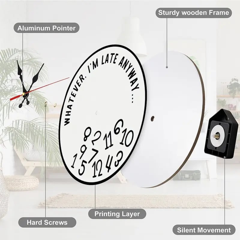Funny Sarcastic "I'm Late Anyway" Wall Clock