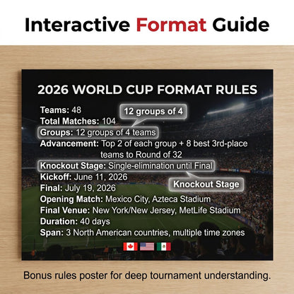 ⚽🏆 2026 Soccer Fan Wall Chart Kit 📅 Group Stage & Knockouts