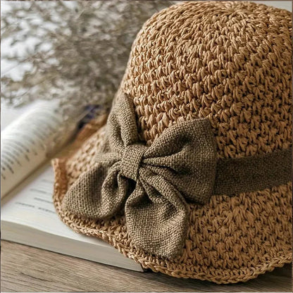👒✨Elegant Woven Straw Sun Hat with Bow