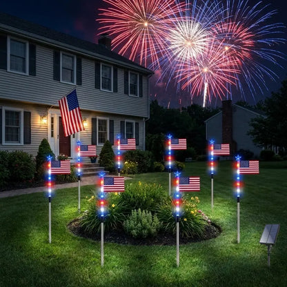 🇺🇸 8-Piece Flag Light Set ✨ 4th of July Yard Decor