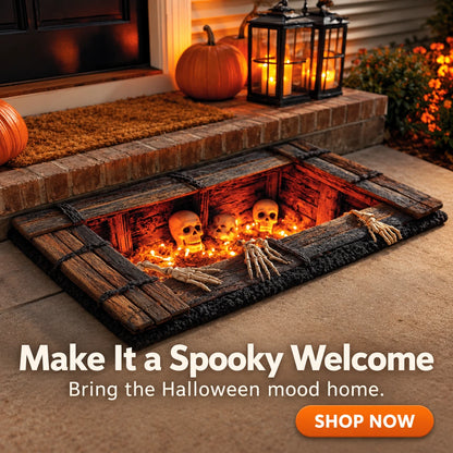 🎃 Skeleton Halloween Mat – Spooky Front Door Style