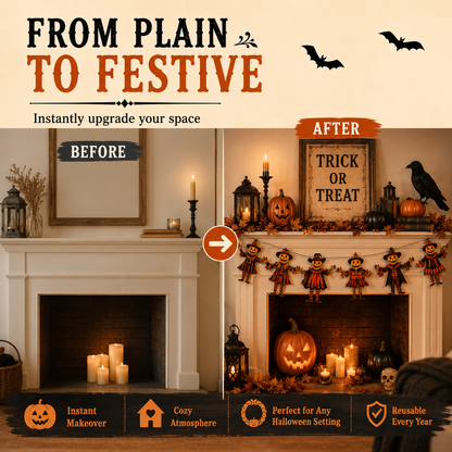 Vintage Wooden Pumpkin Banner (6 Pcs) 🎃
