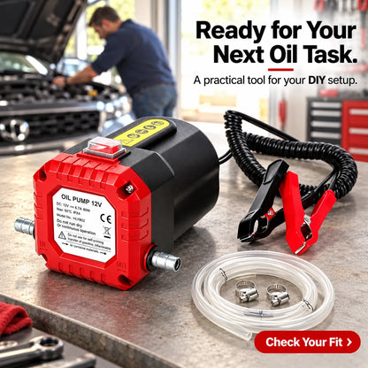 🔧 12V Electric Oil Extractor Pump Kit – 80W Engine Oil Change Pump with Hoses & Battery Clips 🚗