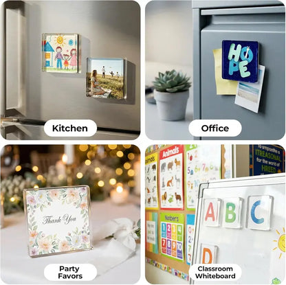 🧲📸 10-Pcs Magnetic Clear Acrylic Photo Frames DIY Fridge Magnets