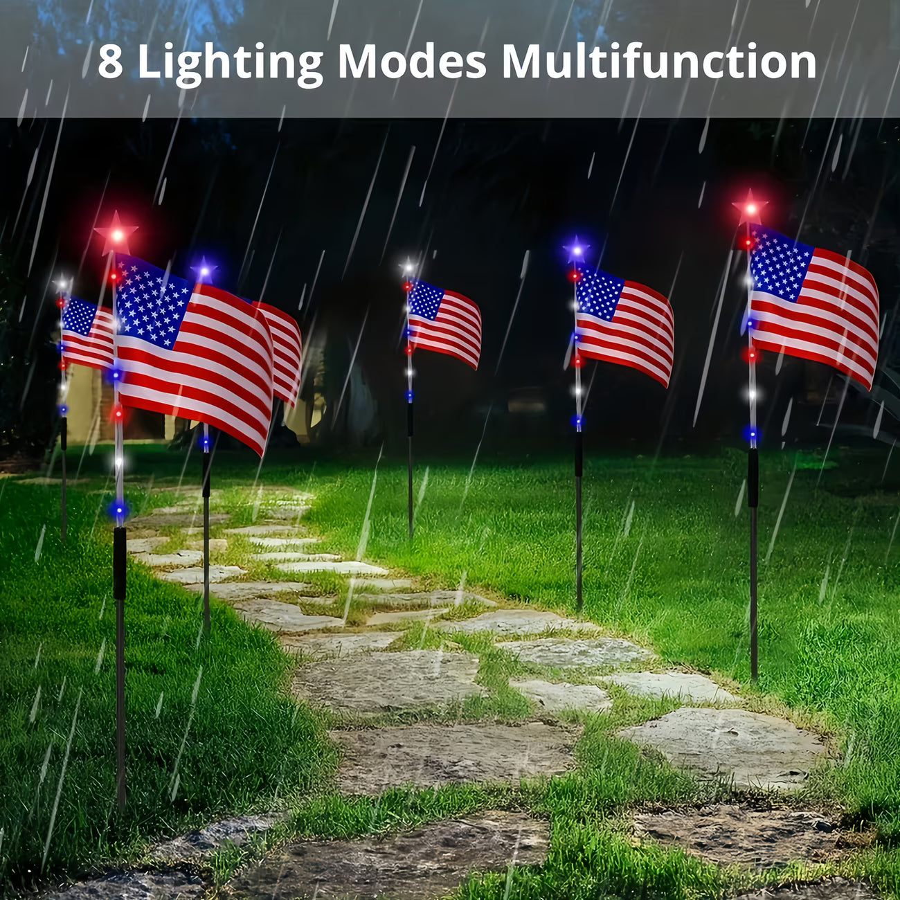 🇺🇸 8-Piece Flag Light Set ✨ 4th of July Yard Decor
