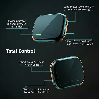 🚨 Smart 6-in-1 Gas Detector – CO Smoke & Gas Leak Alarm With LCD Display