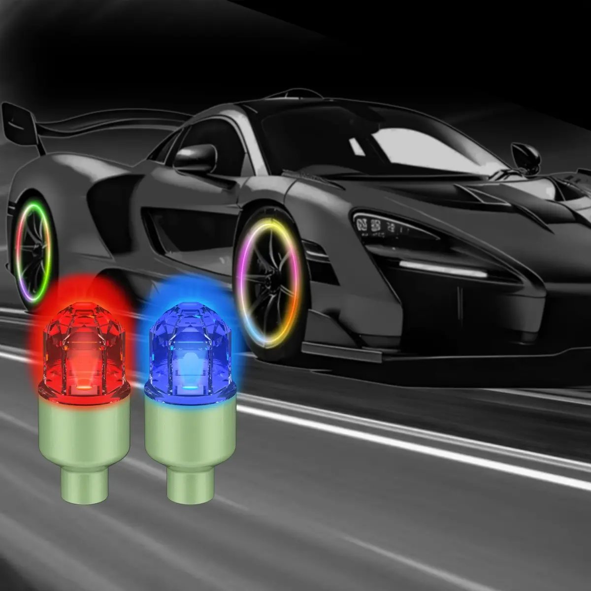 🏎️ Vibration-Sensitive LED Tire Valve Caps