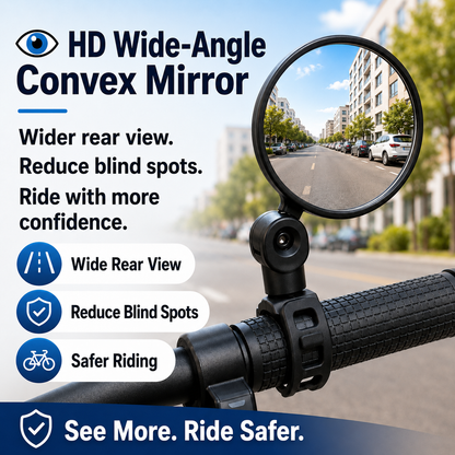 👁️Two-pack of multi-angle convex bicycle rearview mirrors - suitable for bicycle handlebars with a diameter of 1.5-3 cm