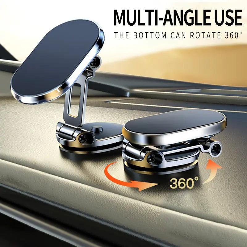 🔄Foldable metal magnetic car phone holder - 360° rotating