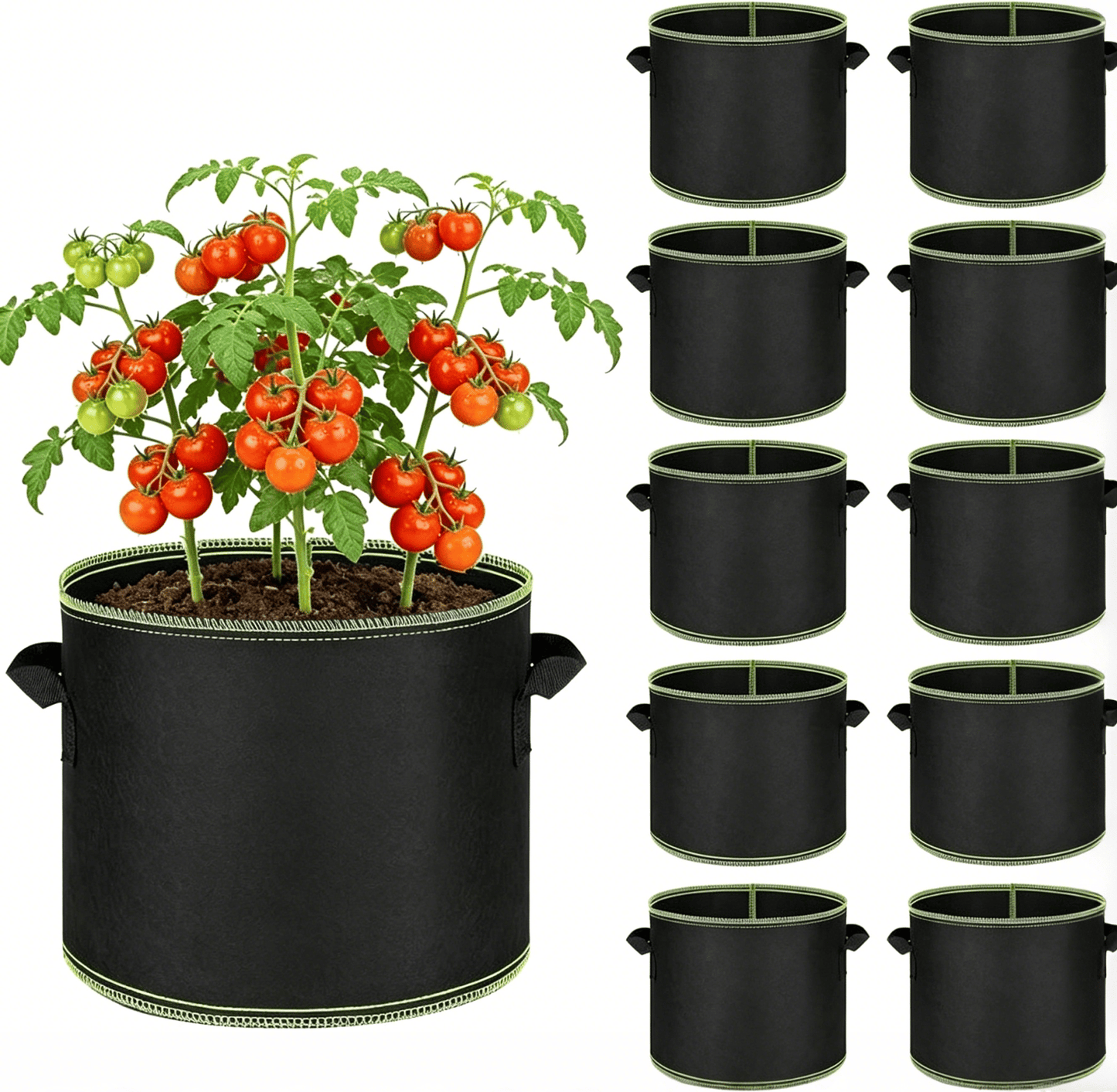🌱 5-Pack 5 Gallon Grow Bags 🪴 Heavy Duty Fabric Pots
