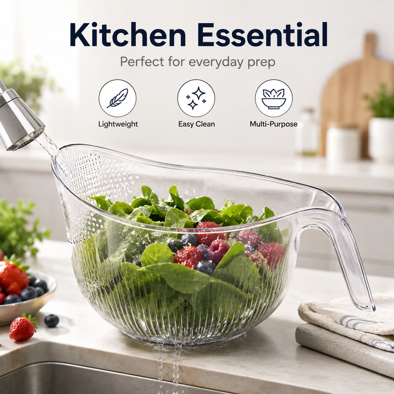 🔥 CLEARANCE SALE: Multipurpose Rice Strainer Bowl – Rinse, Drain & Prep in One