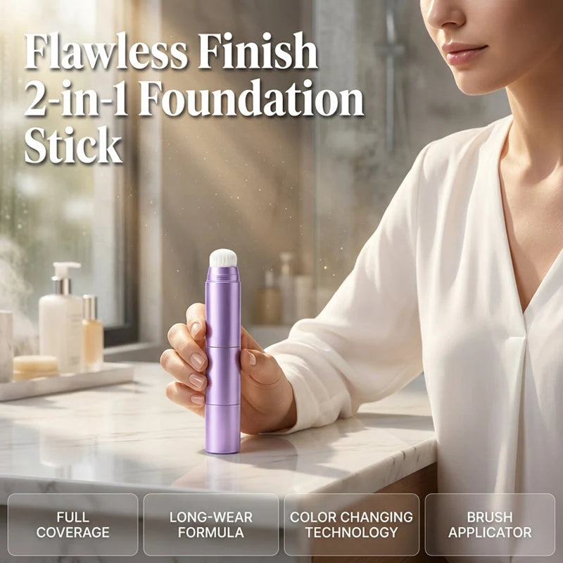 ✨ Ivory Concealer Stick with Built-In Blending Brush – Buildable Coverage & Natural-Looking Finish