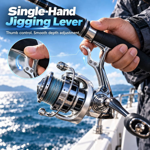 🎣 Single-Hand Jigging Reel with Precision Thumb Control