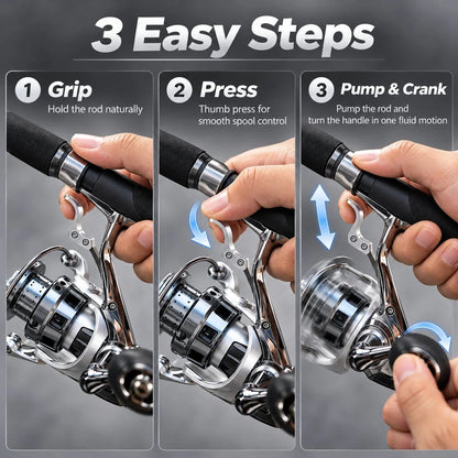 🎣 Single-Hand Jigging Reel with Precision Thumb Control