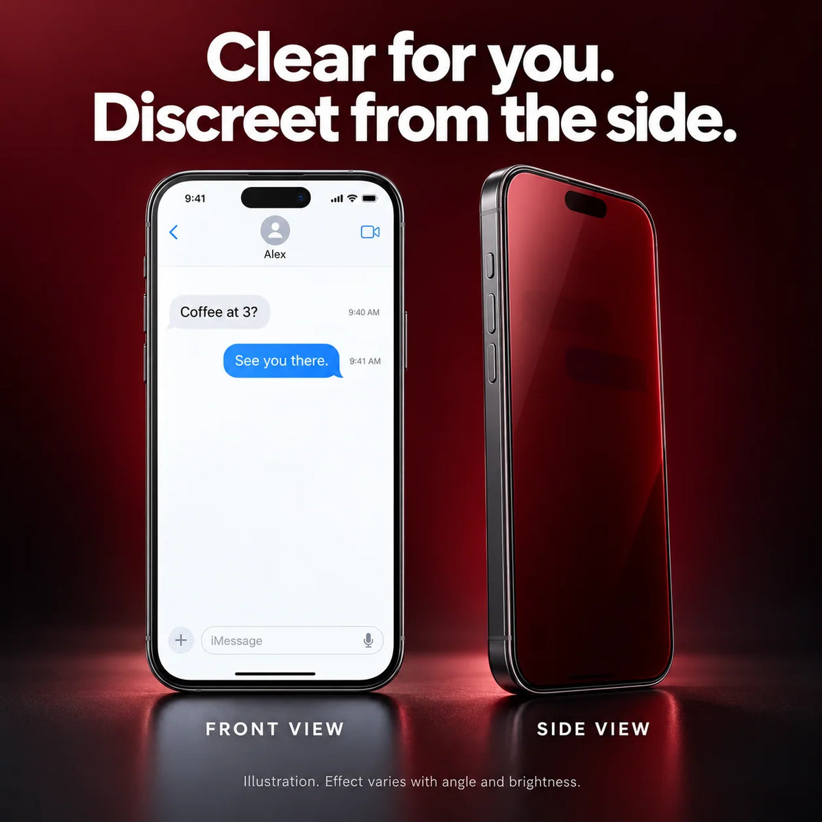 ❤️ Red Shimmer Privacy Screen Protector for iPhone – Tempered Glass Anti-Peep Protection