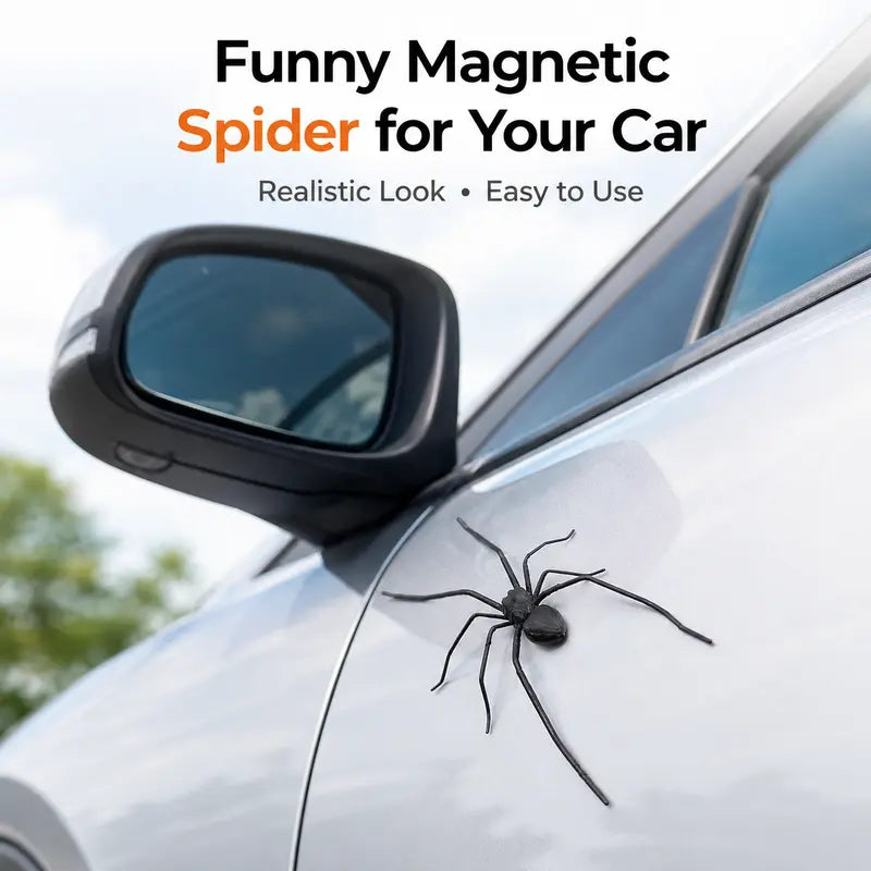 🕷️Magnetic S-shaped Spider Car Decor Sticker - Suitable for cars, trucks, motorcycles, garages, and metal surfaces