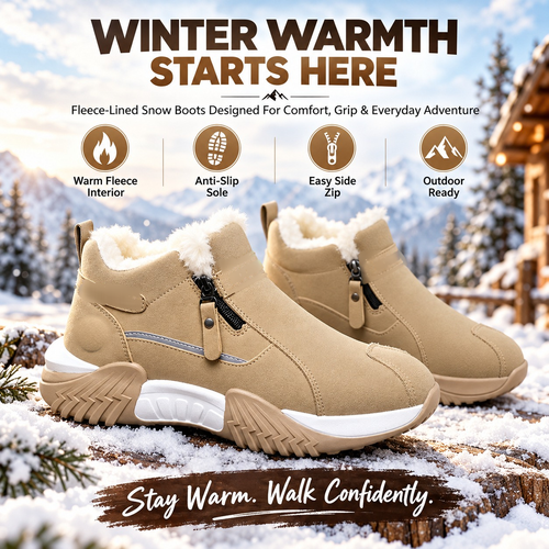 ❄️ Cozy Fleece Lined Winter Ankle Boots with Side Zipper