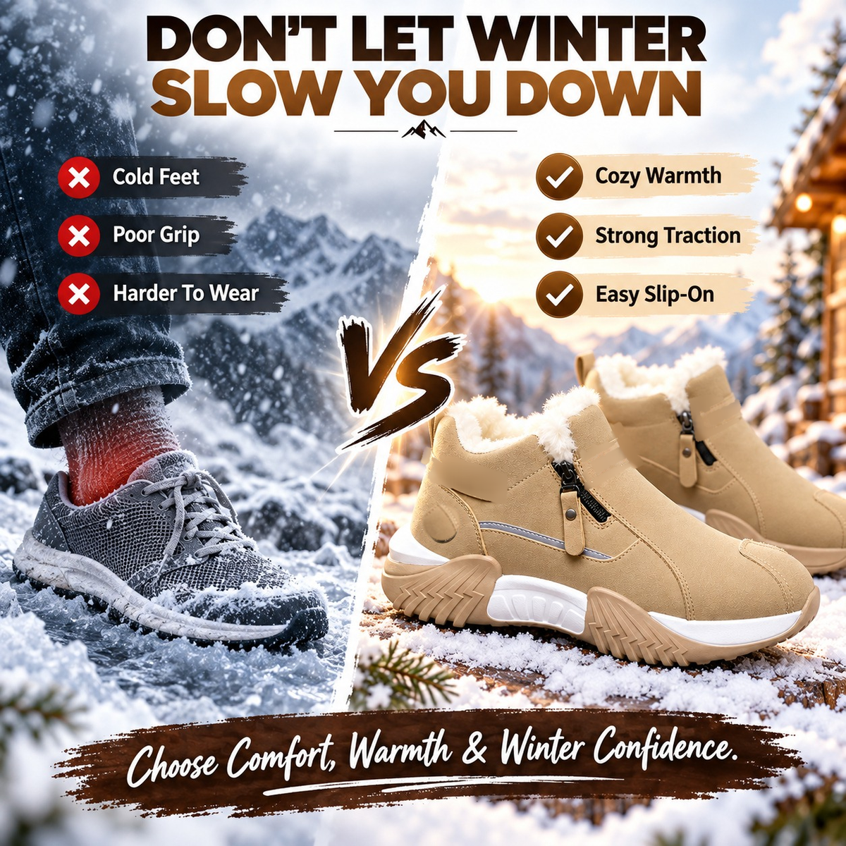 ❄️ Cozy Fleece Lined Winter Ankle Boots with Side Zipper
