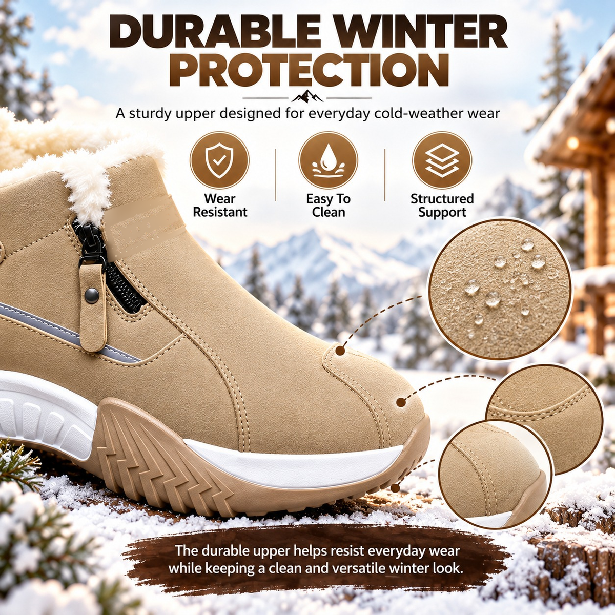 ❄️ Cozy Fleece Lined Winter Ankle Boots with Side Zipper