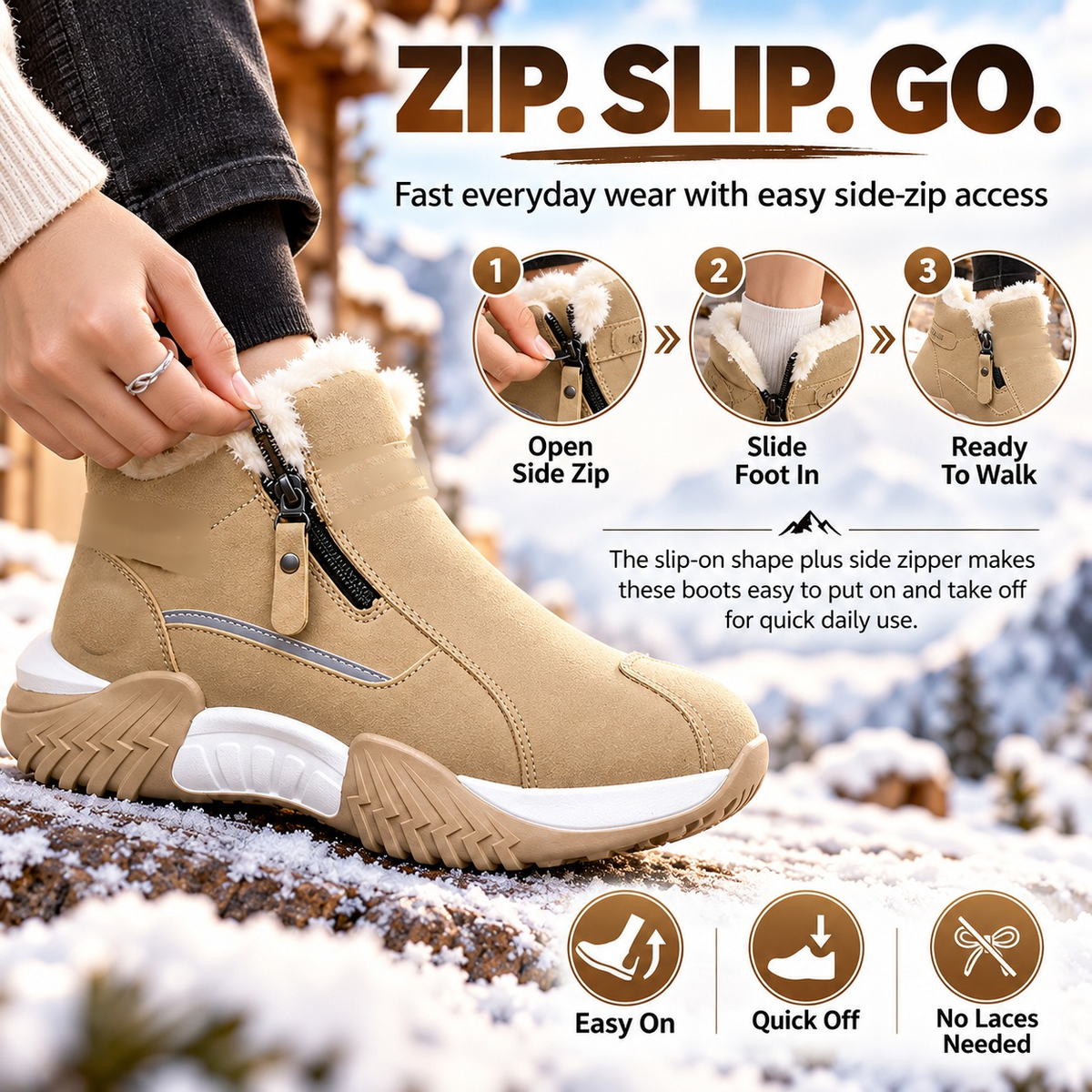 ❄️ Cozy Fleece Lined Winter Ankle Boots with Side Zipper