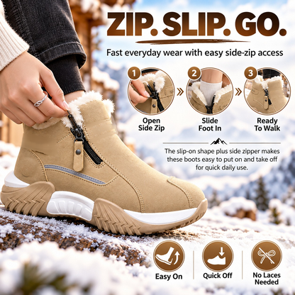 ❄️ Cozy Fleece Lined Winter Ankle Boots with Side Zipper