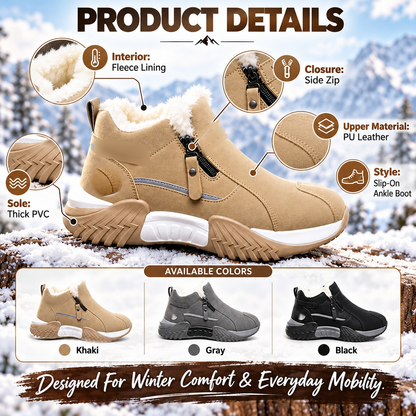 ❄️ Cozy Fleece Lined Winter Ankle Boots with Side Zipper