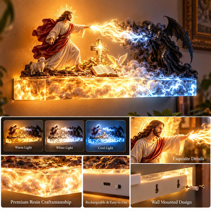 ✝️Illuminated Jesus & Angels Acrylic Wall Art – Heavenly Christian Home Decor 🙏