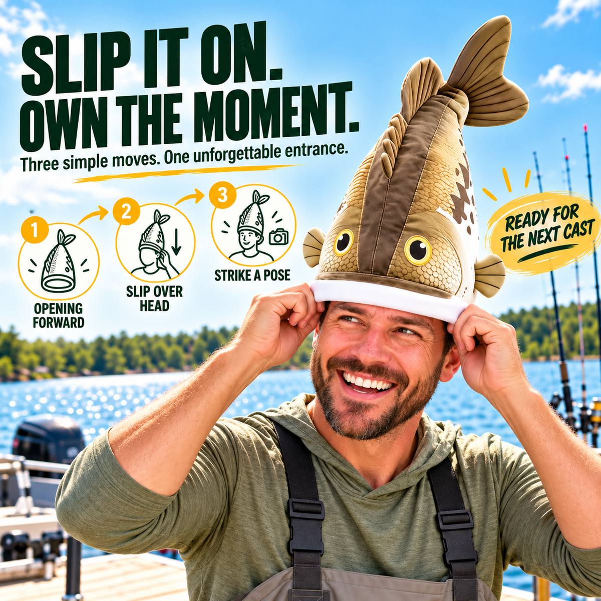 🔥Last day 49% OFF🐟 Funny 3D Fish Hat — Funny Fishing Gift for Anglers, Lake Days & Parties