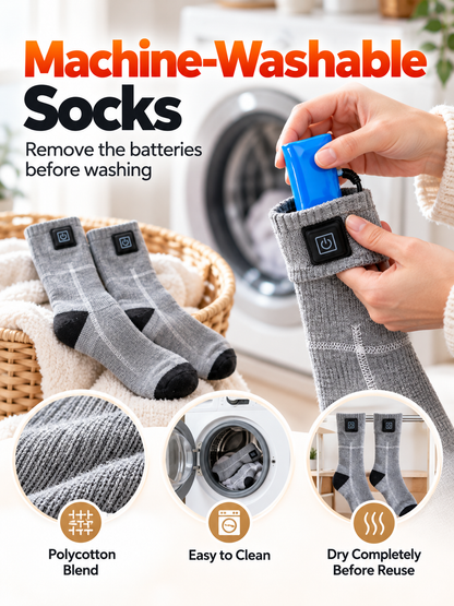🔥 Rechargeable Heated Socks – 3 Adjustable Heat Levels, 3000mAh Battery Option & Winter Foot Warmth