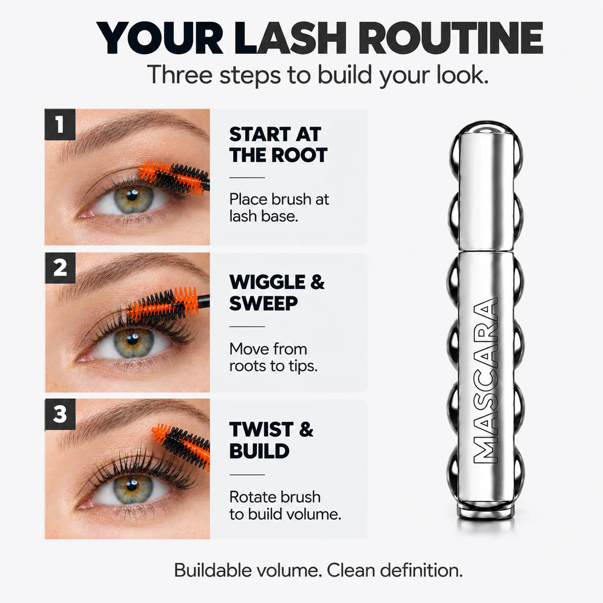 ✨ Dual-Material Mascara – Volumizing, Lengthening & Lash-Defining Formula