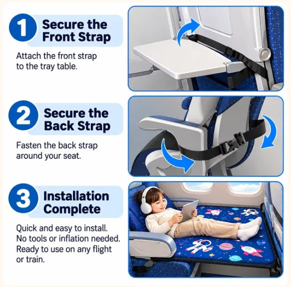 🚞Portable Kids Travel Bed | Airplane & Train Seat Extender, Anti-slip Foldable Sleeping Mat for Toddler Long Journey
