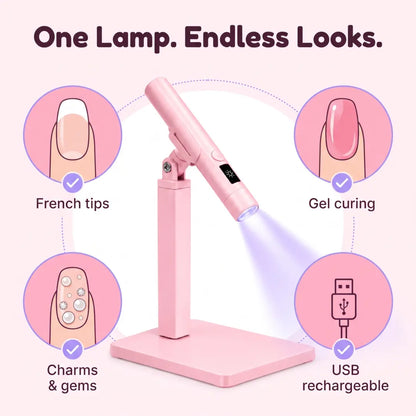 💅✨ Rechargeable Mini UV/LED Nail Lamp – Precision Flash Curing Light with Adjustable Stand 💖