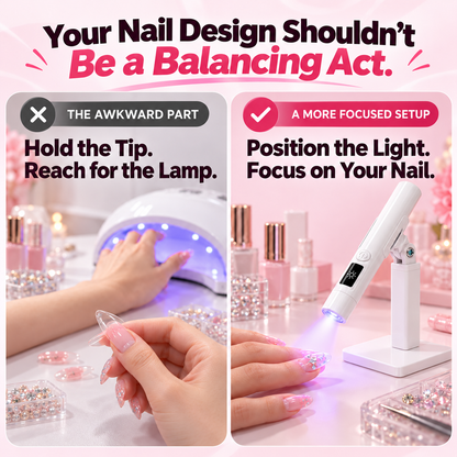 💅✨ Rechargeable Mini UV/LED Nail Lamp – Precision Flash Curing Light with Adjustable Stand 💖