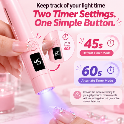 💅✨ Rechargeable Mini UV/LED Nail Lamp – Precision Flash Curing Light with Adjustable Stand 💖
