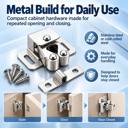🔧 Spring-Loaded Cabinet Door Latch – Metal Catch in 6 Finishes