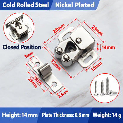 🔧 Spring-Loaded Cabinet Door Latch – Metal Catch in 6 Finishes
