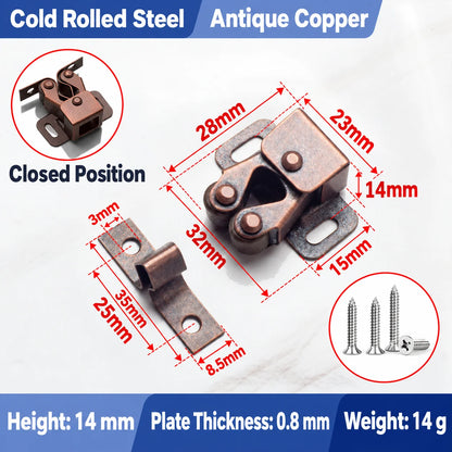🔧 Spring-Loaded Cabinet Door Latch – Metal Catch in 6 Finishes