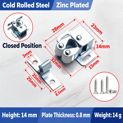 🔧 Spring-Loaded Cabinet Door Latch – Metal Catch in 6 Finishes