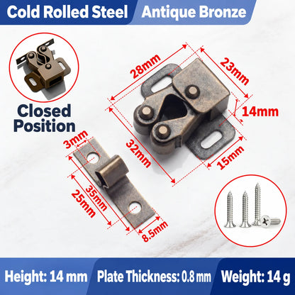 🔧 Spring-Loaded Cabinet Door Latch – Metal Catch in 6 Finishes
