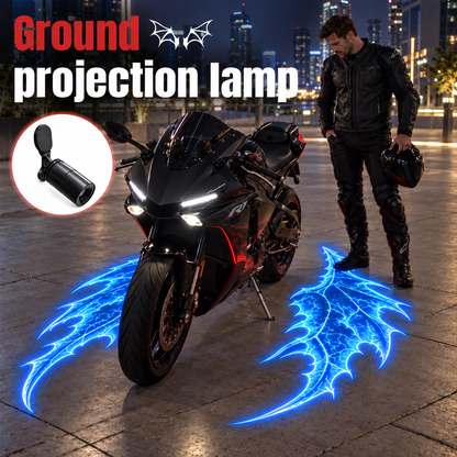 🏍️ Motorcycle Devil Wing Projection Lights – Red & Blue Ground Lights 🦇