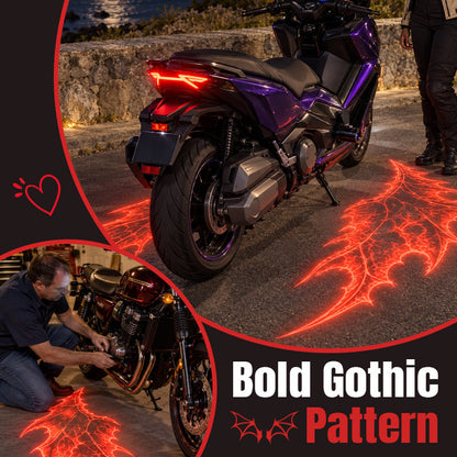 🏍️ Motorcycle Devil Wing Projection Lights – Red & Blue Ground Lights 🦇