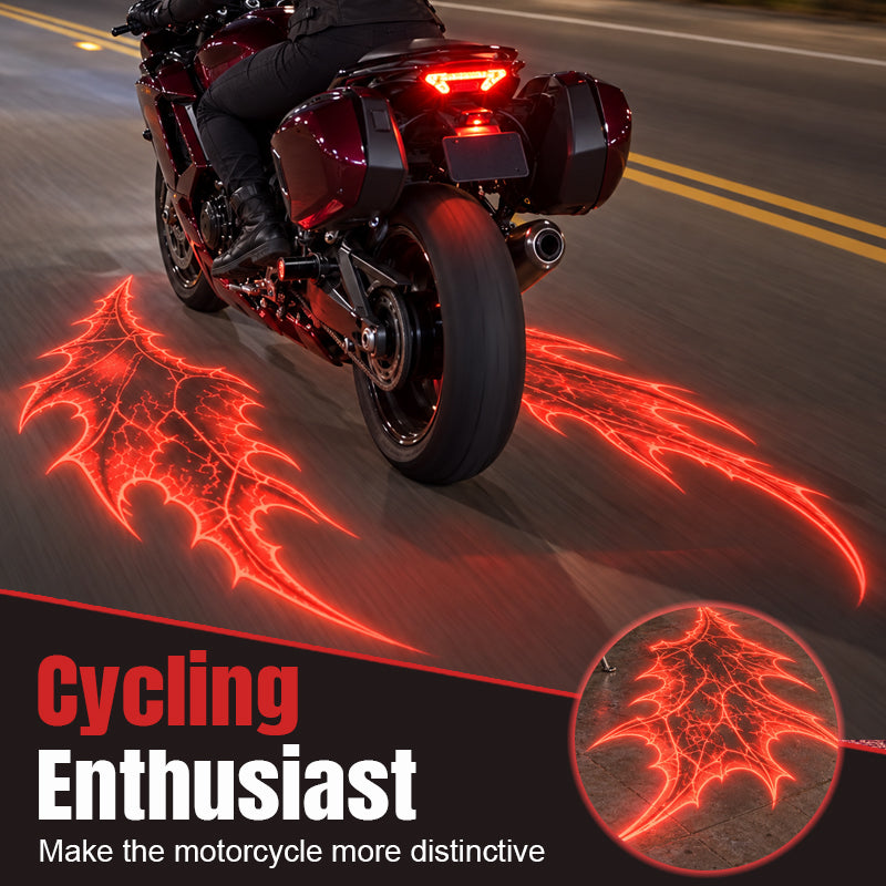 🏍️ Motorcycle Devil Wing Projection Lights – Red & Blue Ground Lights 🦇