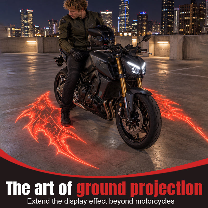 🏍️ Motorcycle Devil Wing Projection Lights – Red & Blue Ground Lights 🦇