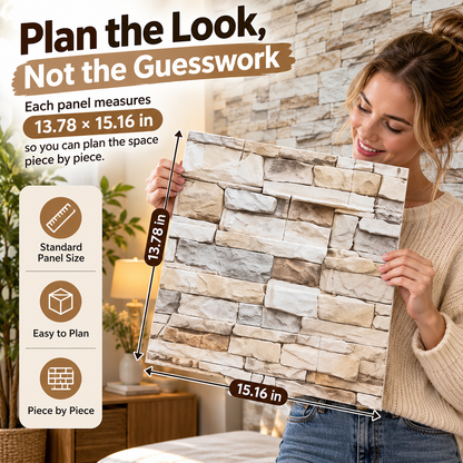 🧱 3D Faux Stone Wall Panels – Self-Adhesive Peel & Stick Wall Decor