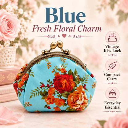 🌸 Vintage Floral Kiss-Lock Coin Purse – Cute Mini Wallet for Women