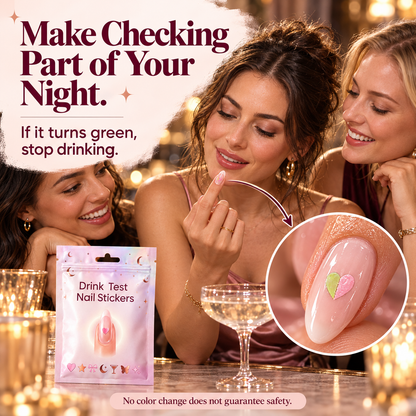 Pink Heart Drink Test Nail Stickers — Discreet Style, an Extra Safety Check