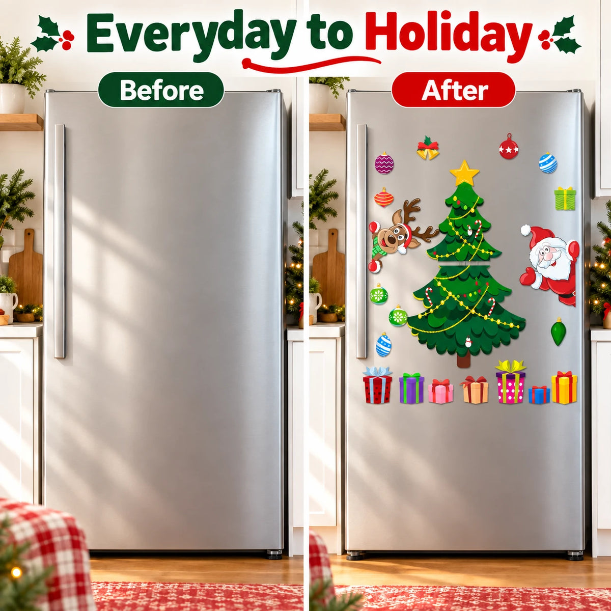 🎄 Christmas Fridge Magnets – 23-Piece Holiday Makeover